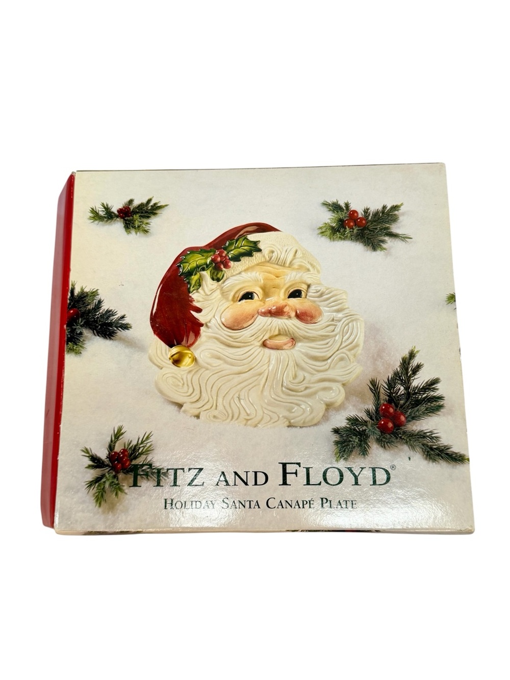 Fitz & Floyd Holiday Santa Canapé Cookie Ceramic Plate 2001